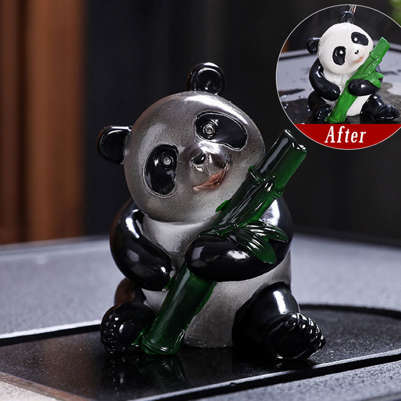 Color Changing Panda Bamboo Resin Tea Pet Figurine