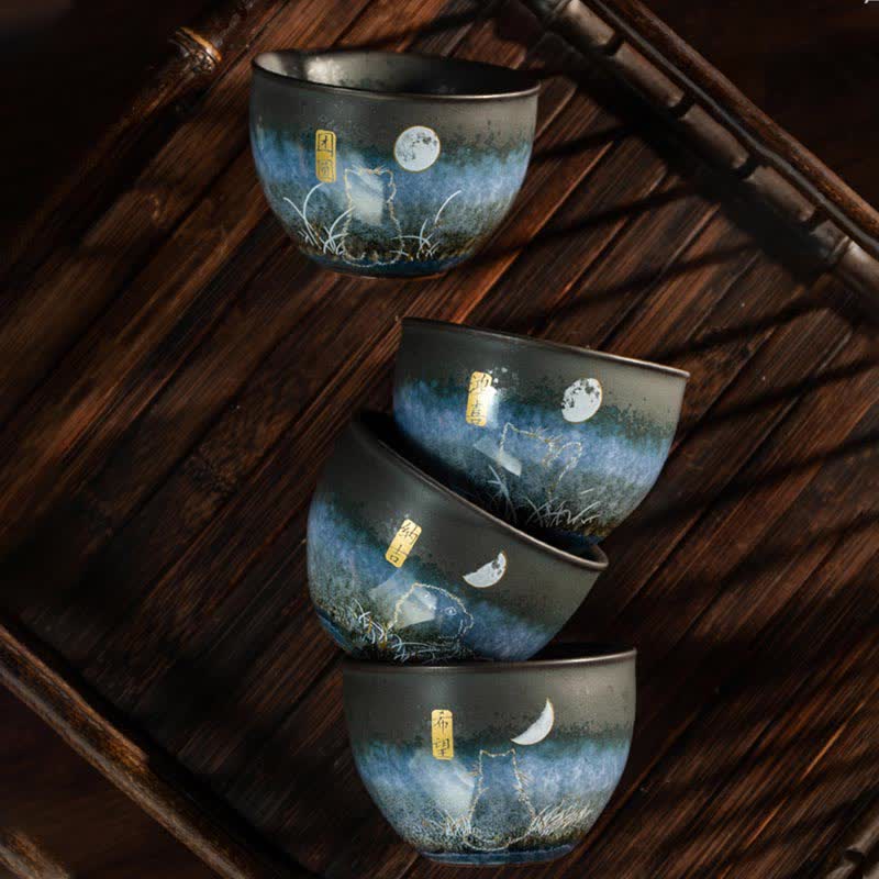 Ceramic Black Cat Tea Cup 140ml - Japanese Tableware