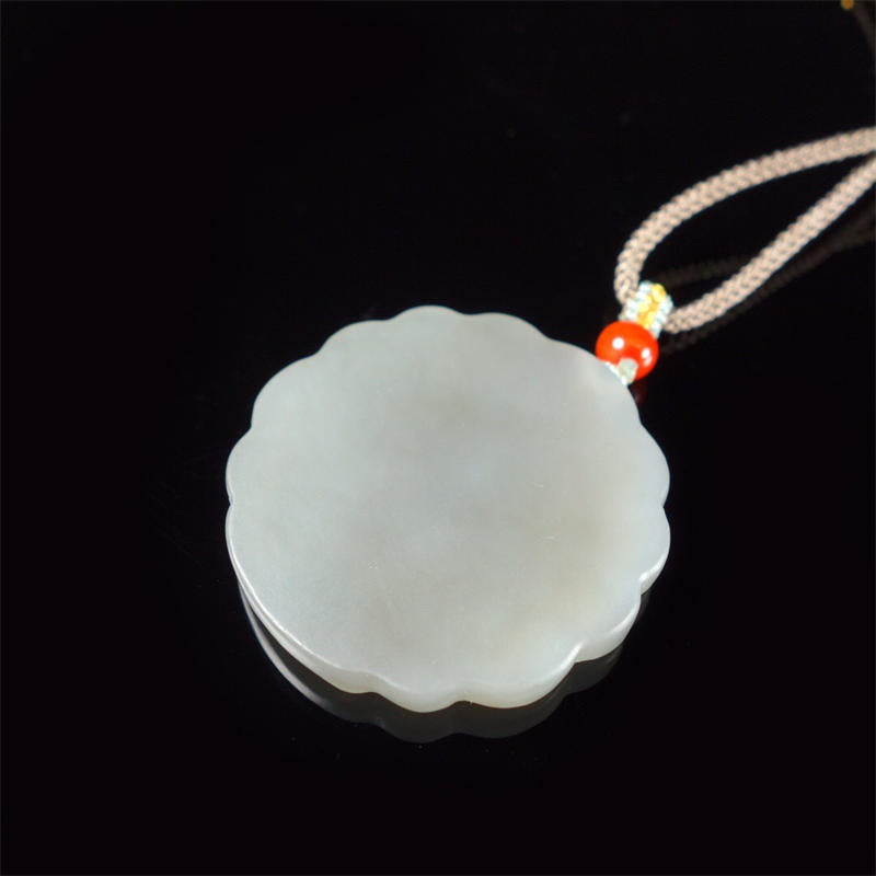 White Jade Peacock Protection Necklace Blessing Pendant
