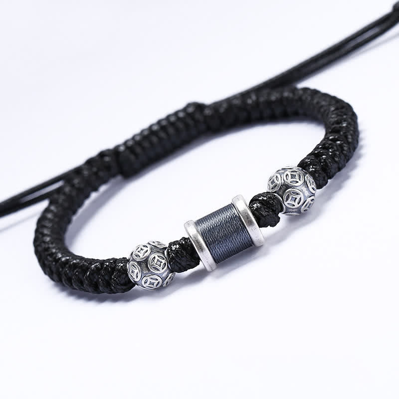 999 Sterling Silver Copper Coin Balance Bracelet for Spiritual Protection