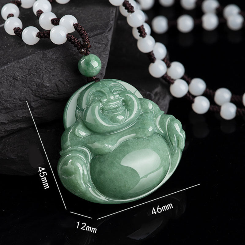 Laughing Buddha Cyan Jade Harmony Necklace