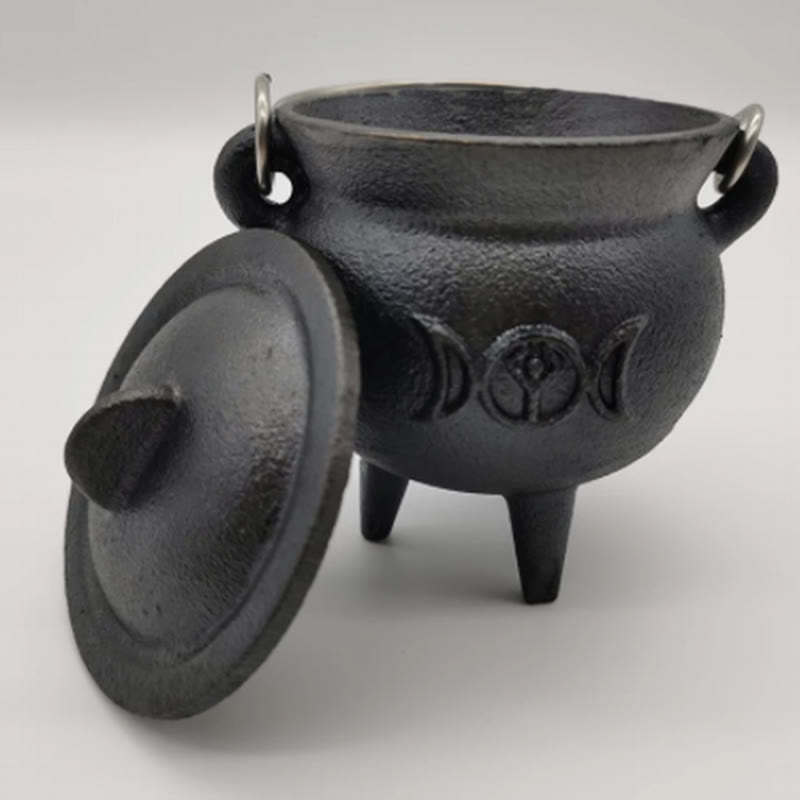Cast Iron Triple Moon Cauldron for Meditation Rituals
