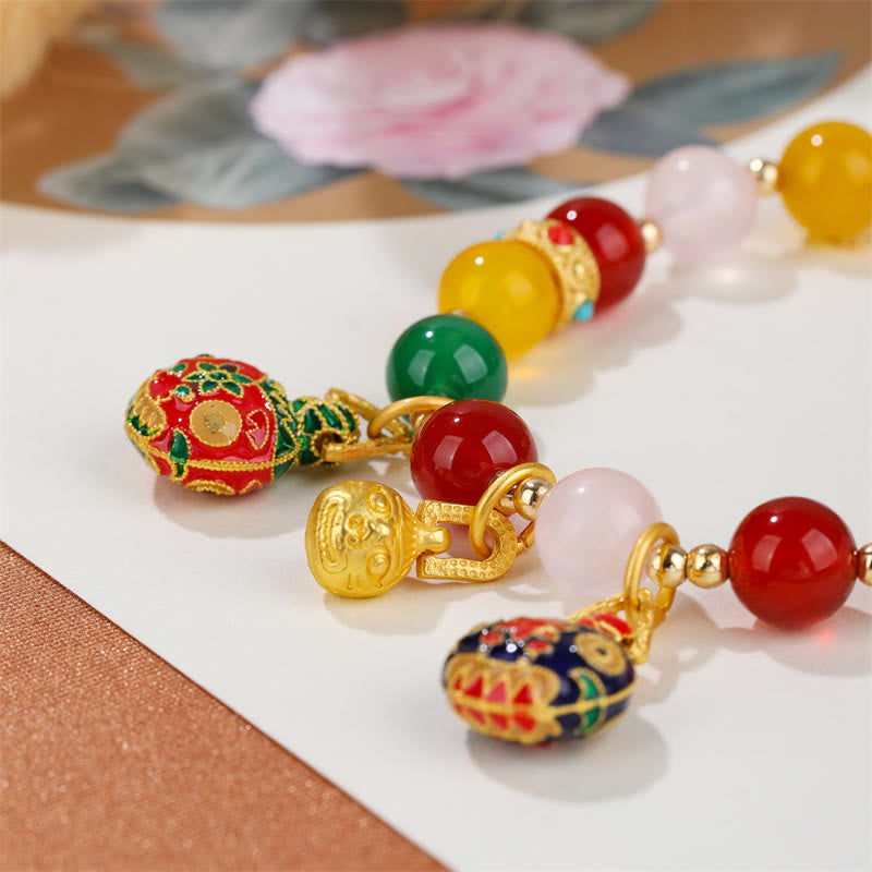 Agate Success Bracelet with Gold Swallowing Beast Power 8mm