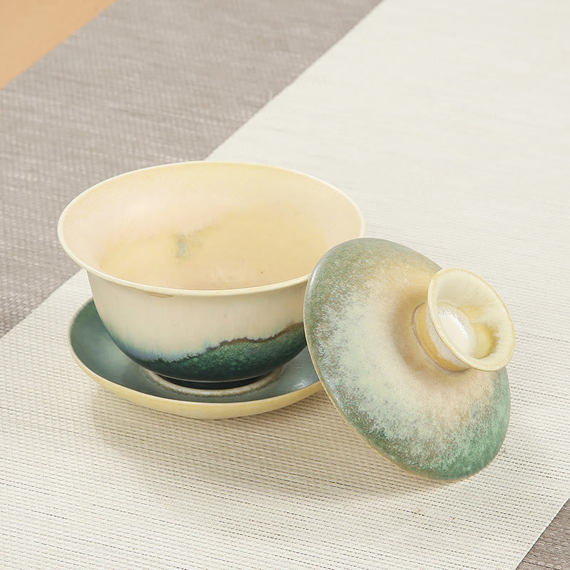 Porcelain Gaiwan Zen Tea Cup & Saucer 150ml Ceramic Set