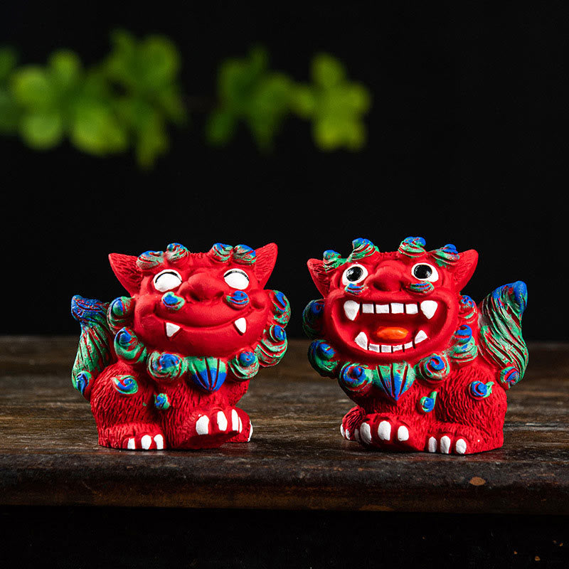 Small Pair of Resin Fu Foo Dogs | Protection Buddha Statue