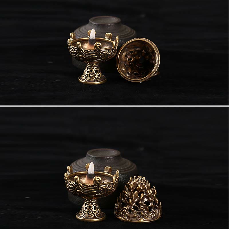 Copper Alloy Tibetan Incense Burner 4.5cm Mini Meditation