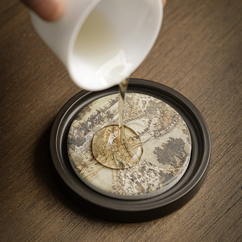 Ceramic Zen Tea Cup Mat 7.9cm | Natural Zen Decor