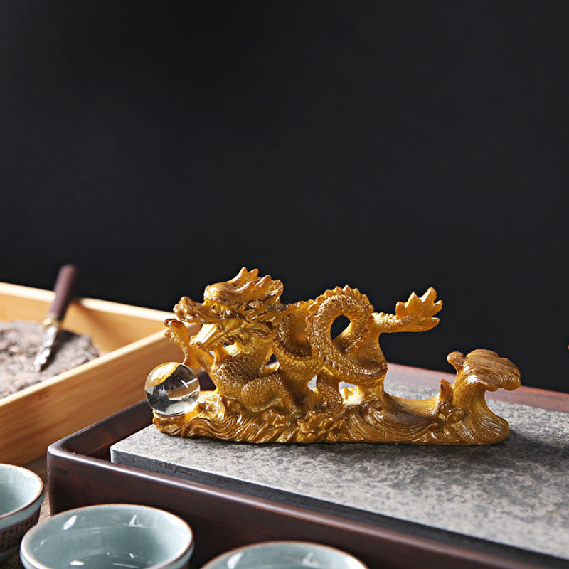 Color Changing Resin Chinese Dragon Figurine for Luck and Success