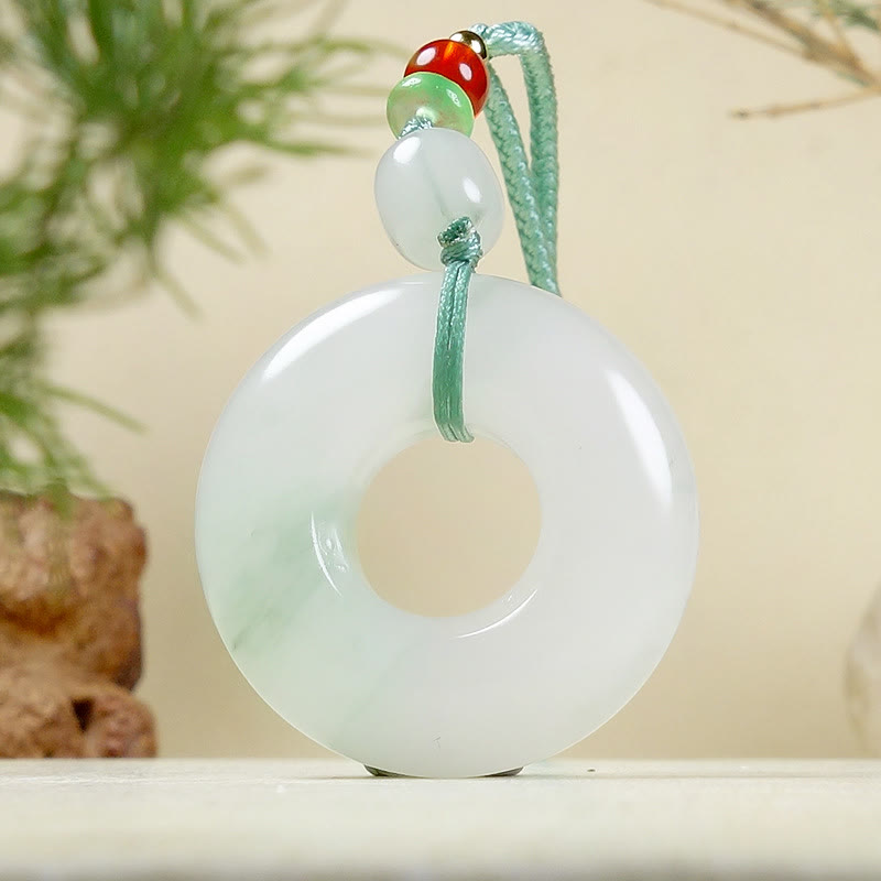 Natural Jade Peace Buckle Prosperity Necklace 45cm