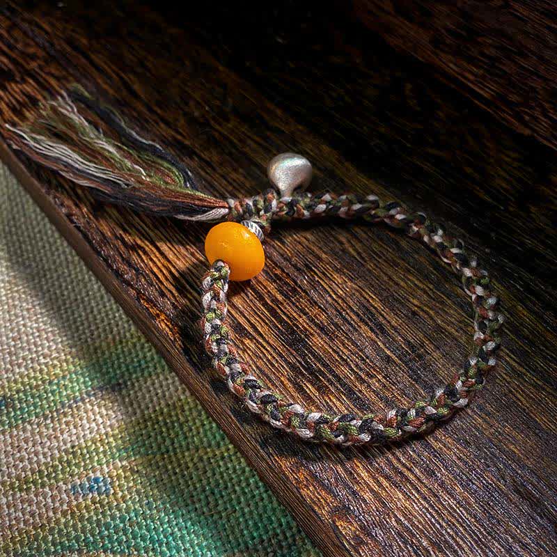 990 Sterling Silver Amber Wish Protection Bracelet