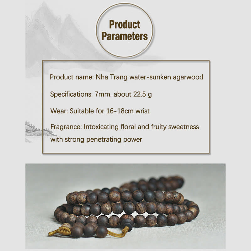 7mm Agarwood Mala Bracelet for Peace & Strength