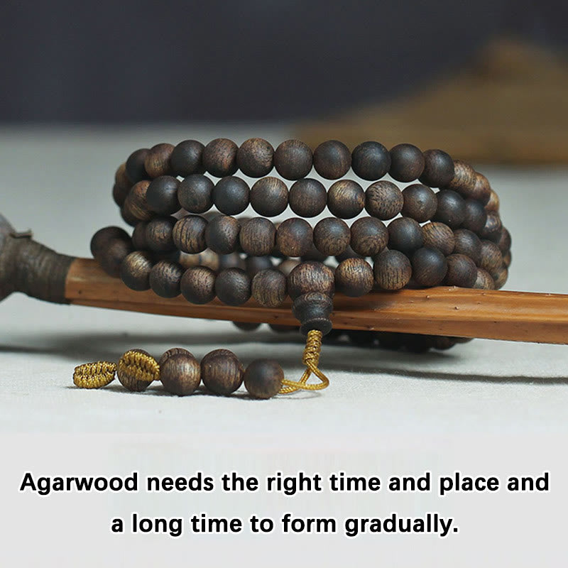 7mm Agarwood Mala Bracelet for Peace & Strength
