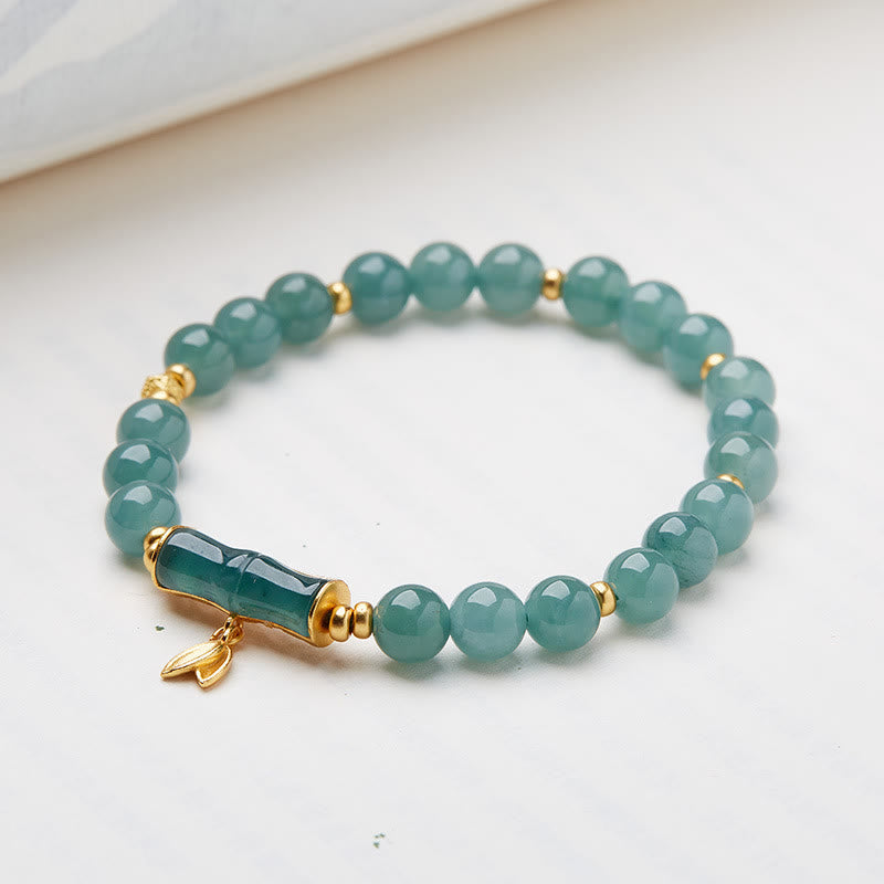 7mm Jade Luck Charm Bracelet | Sterling Silver Gold Plated