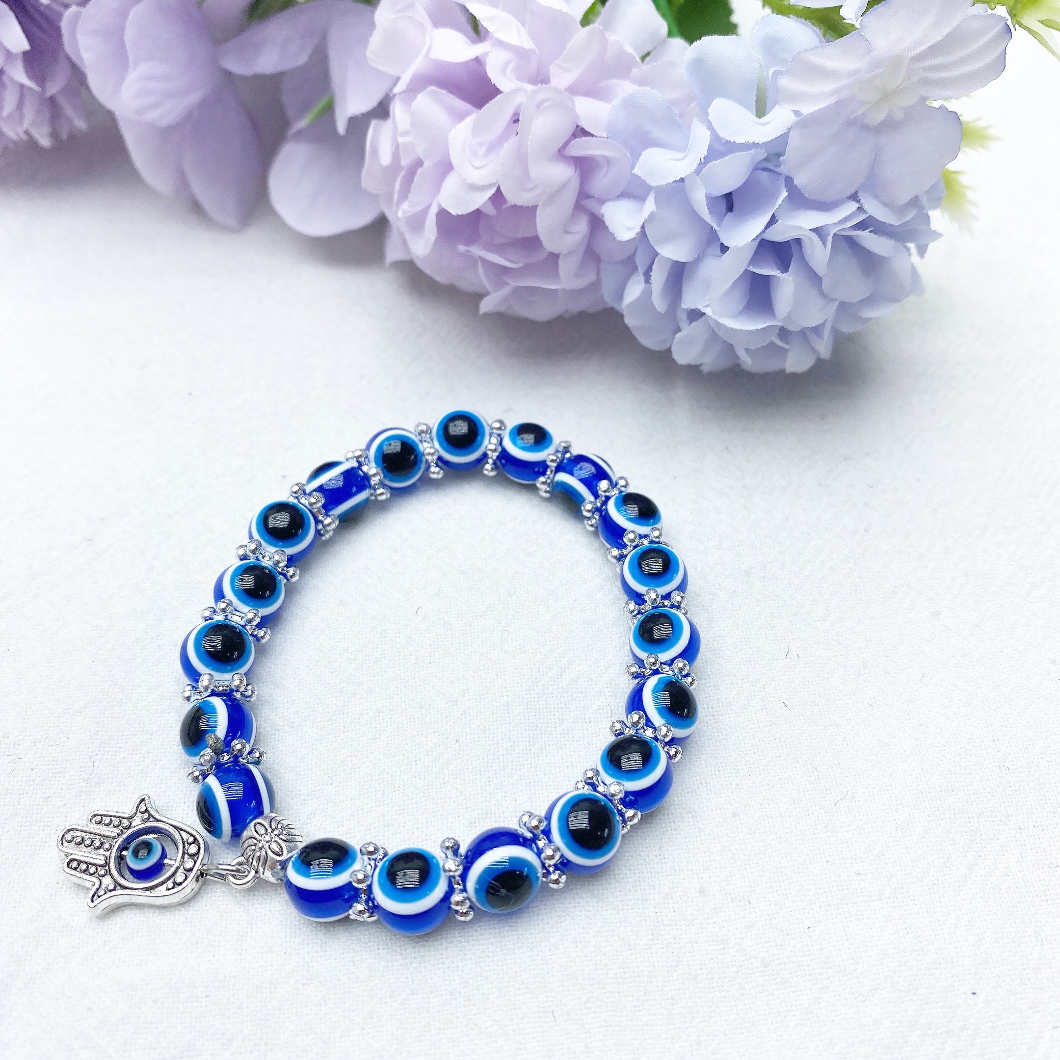 8-10mm Colored Crystal Evil Eye Protection Bracelet