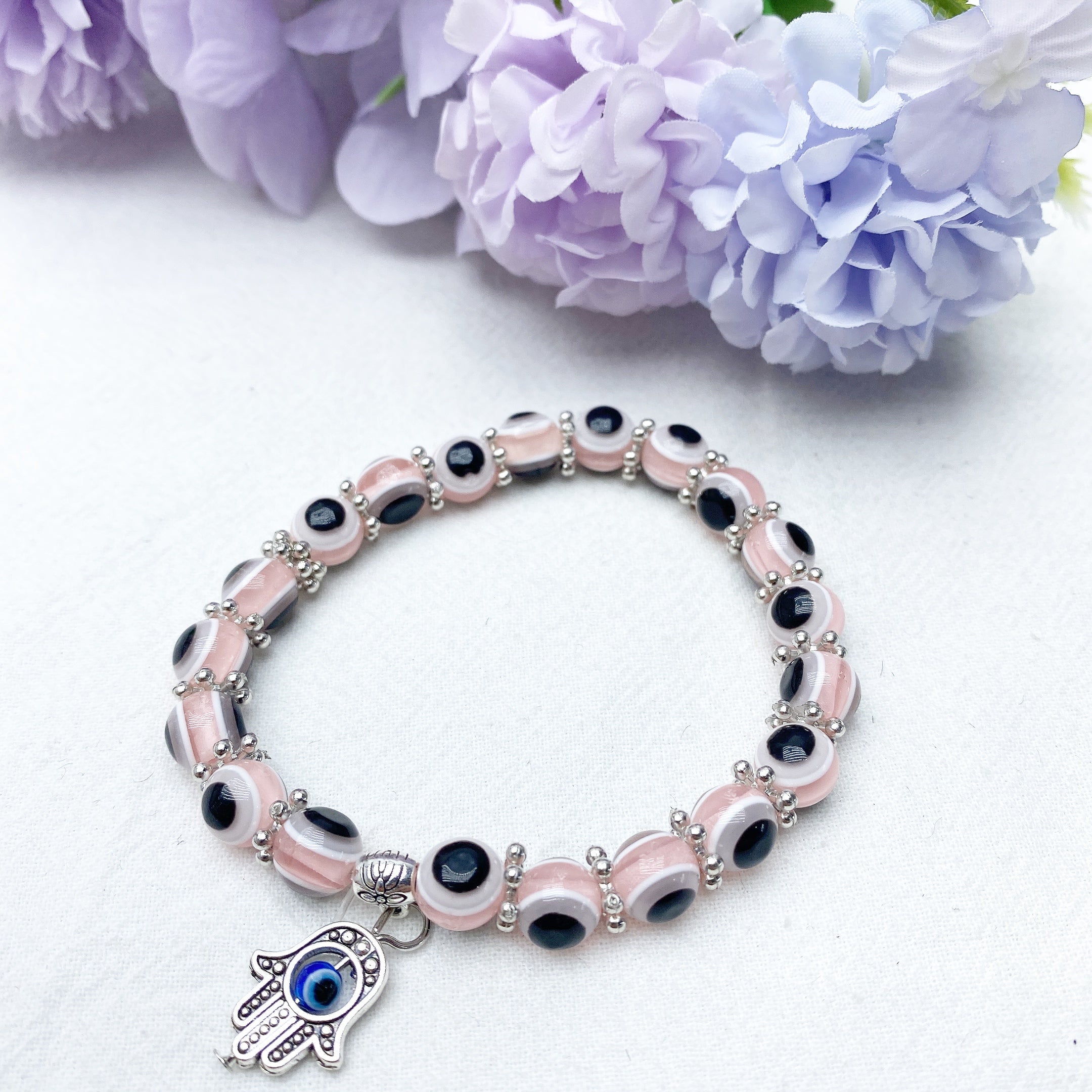 8-10mm Colored Crystal Evil Eye Protection Bracelet