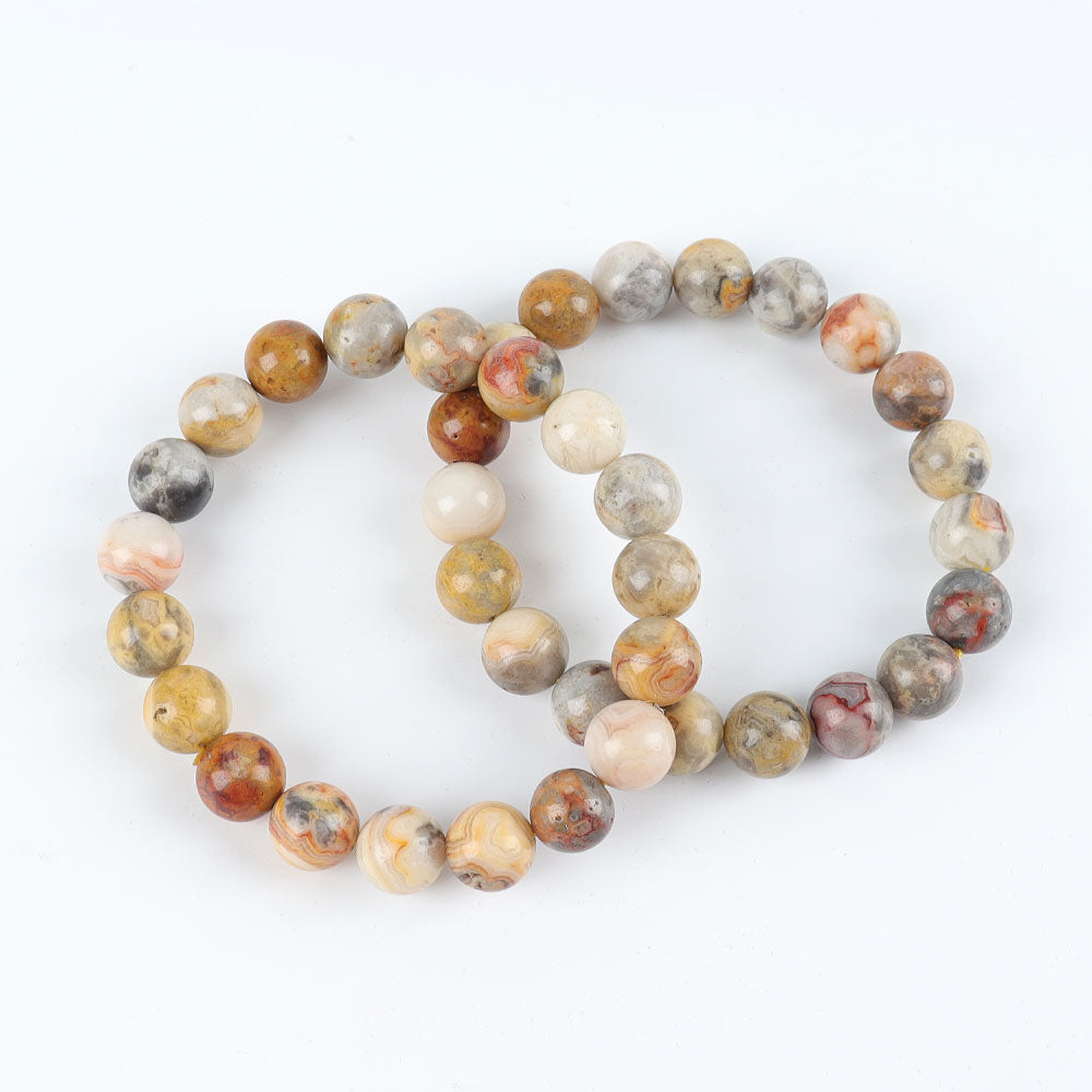 8.5mm Crazy Agate Bead Bracelet for Emotional Support