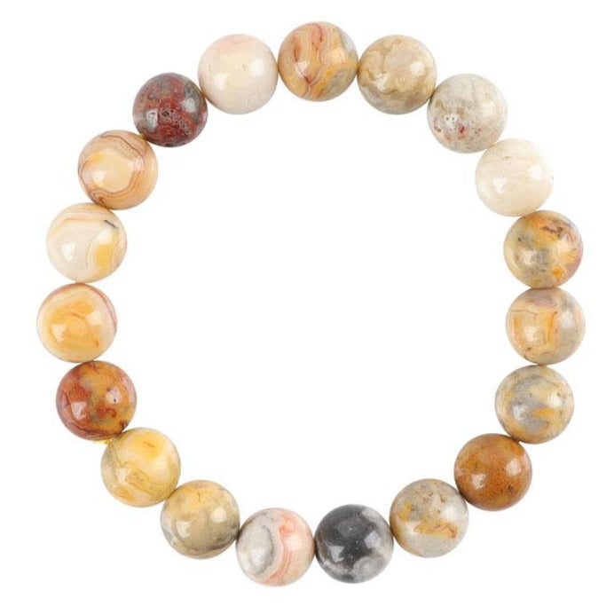 8.5mm Crazy Agate Bead Bracelet for Emotional Support