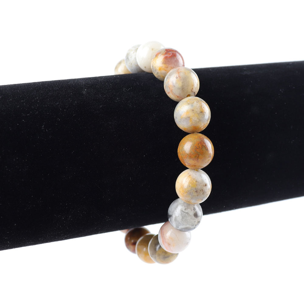 8.5mm Crazy Agate Bead Bracelet for Emotional Support