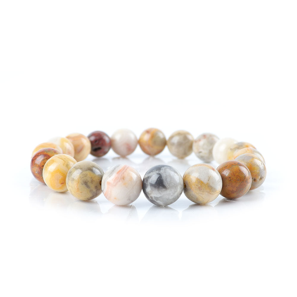 8.5mm Crazy Agate Bead Bracelet for Emotional Support