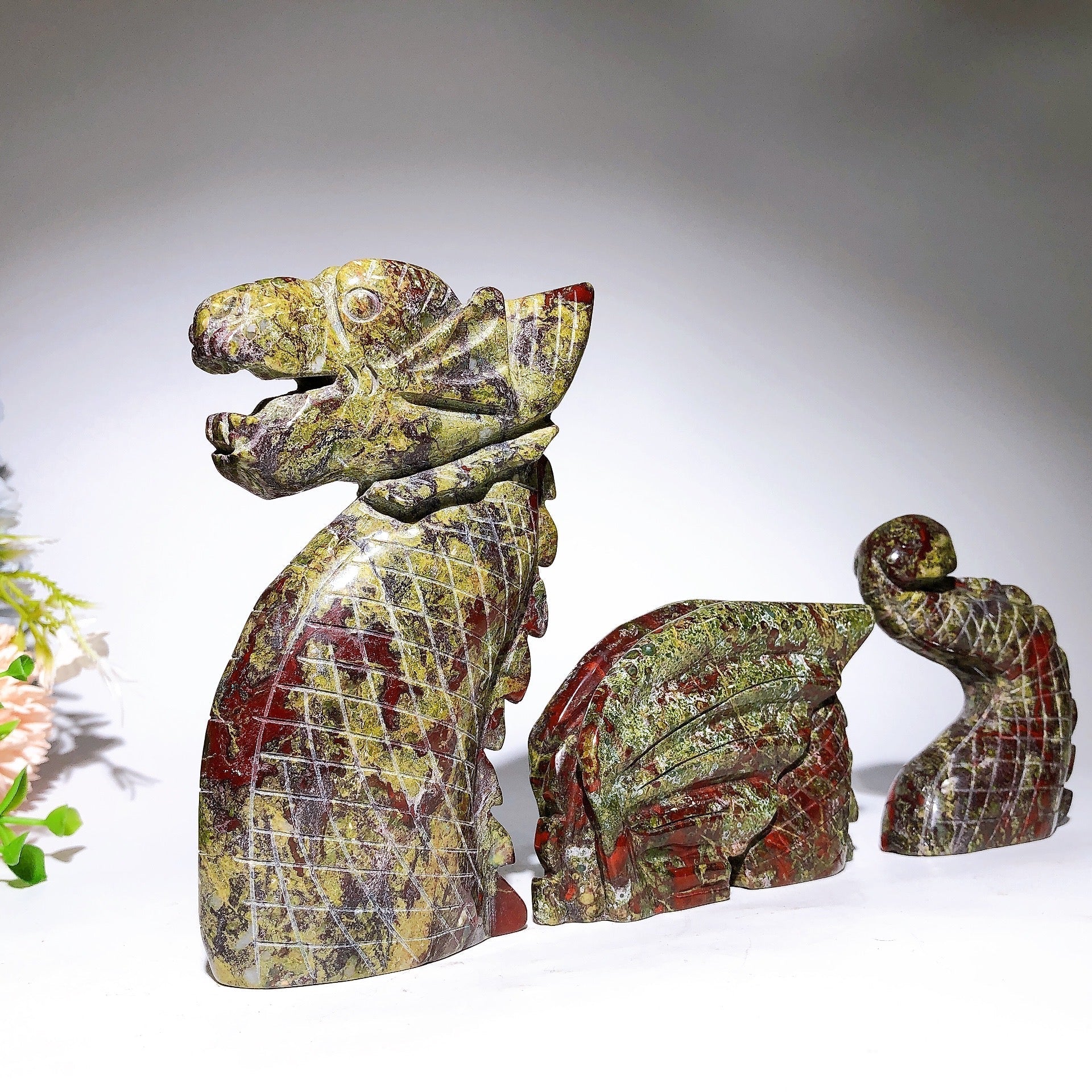 8.6 inch Chinese Dragon Crystal Figurines Set - Feng Shui Prosperity