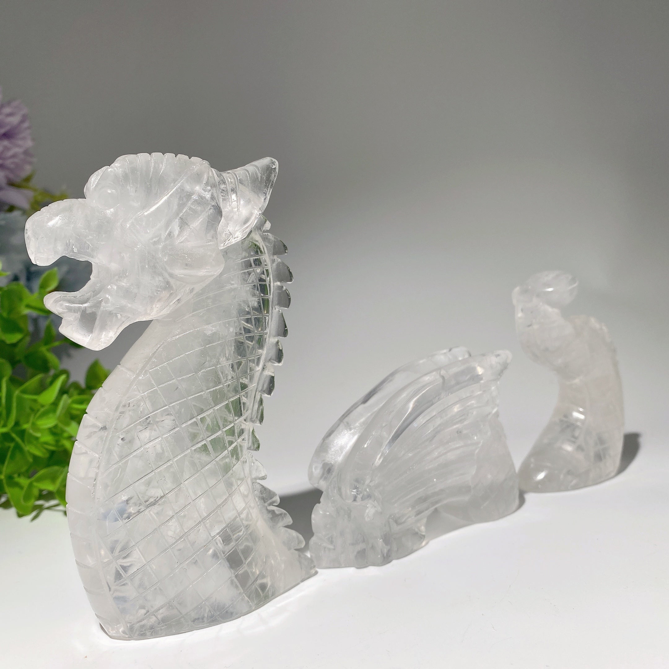 8.6 inch Chinese Dragon Crystal Figurines Set - Feng Shui Prosperity