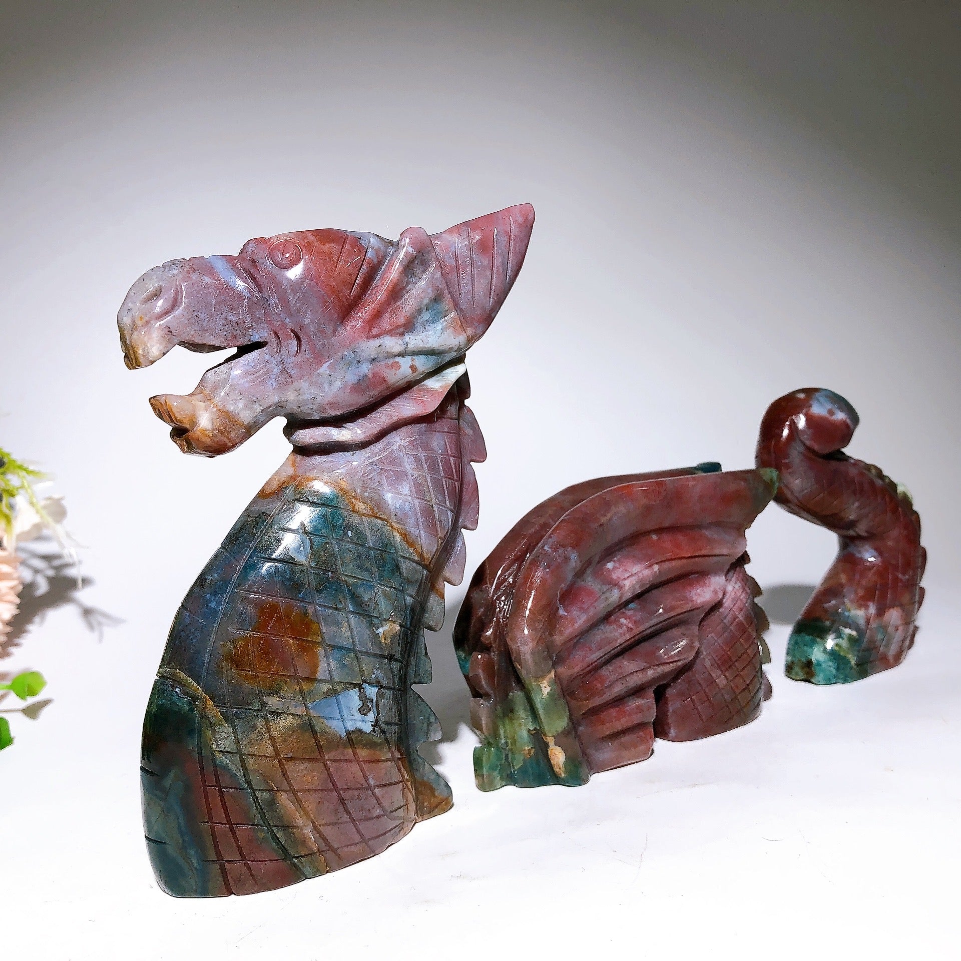 8.6 inch Chinese Dragon Crystal Figurines Set - Feng Shui Prosperity