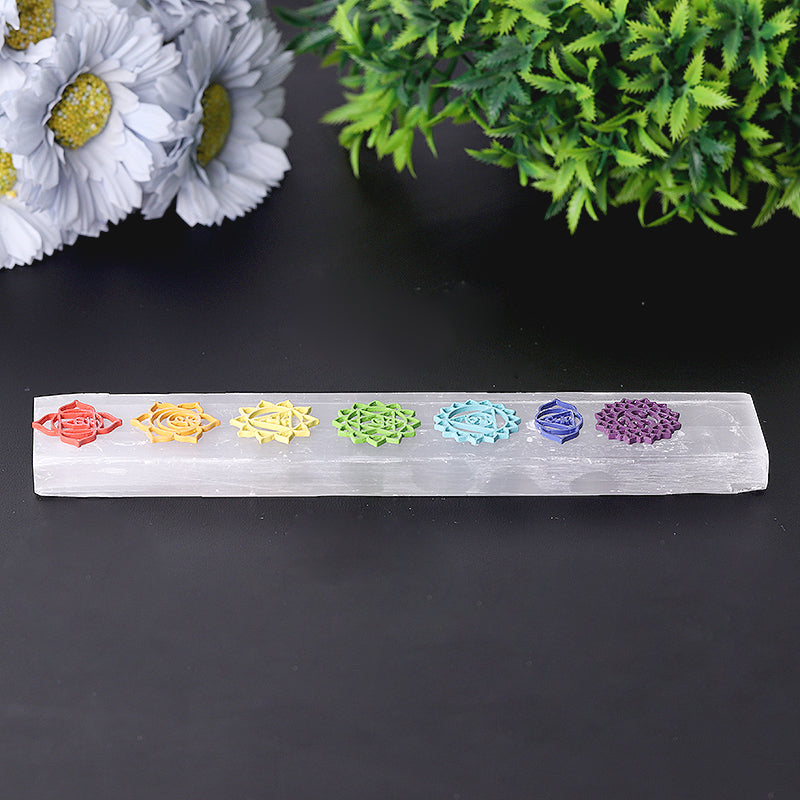 8-inch Chakra Selenite Healing Wand for Meditation & Energy