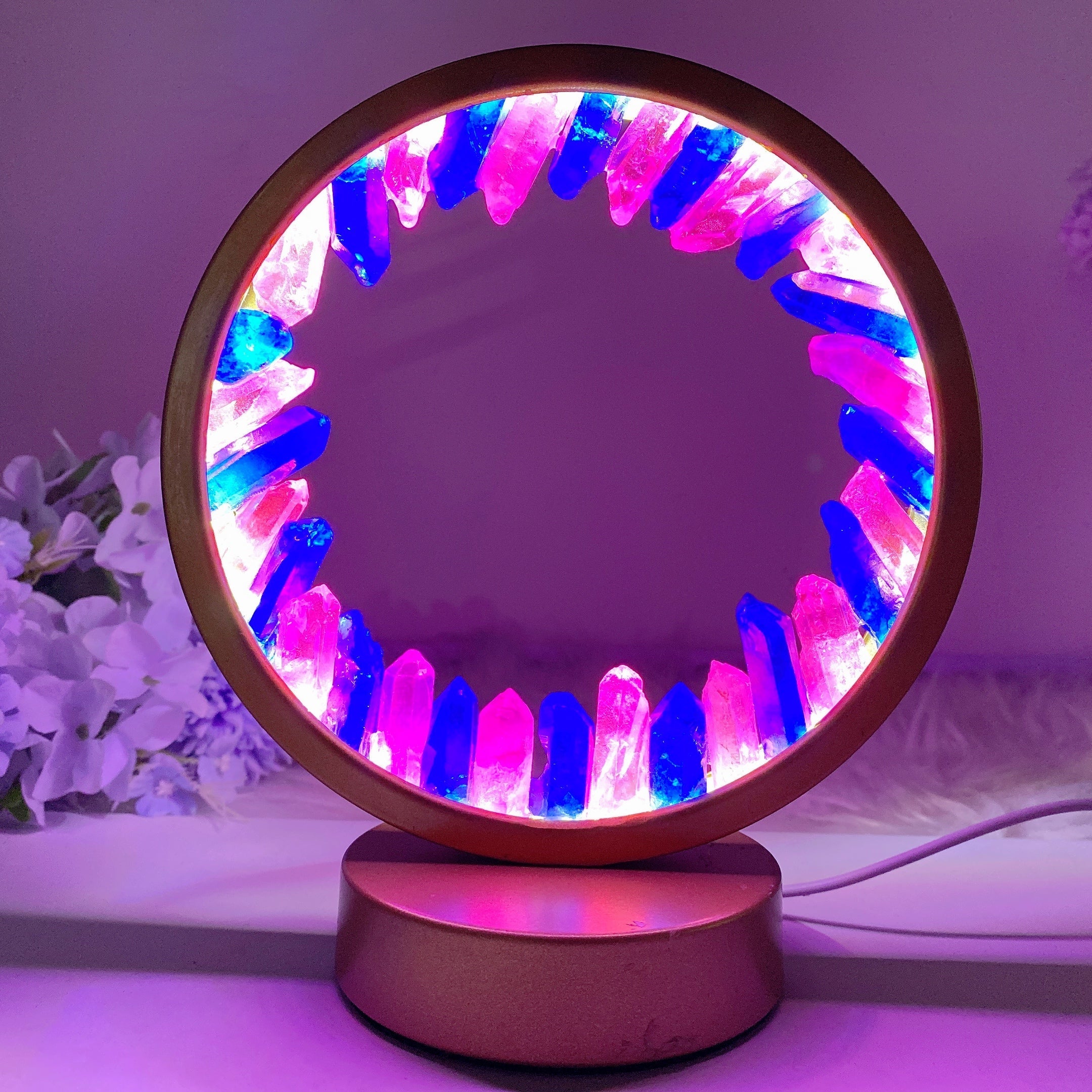 8-inch USB Crystal Cluster Lamp for Healing Energy Ambiance