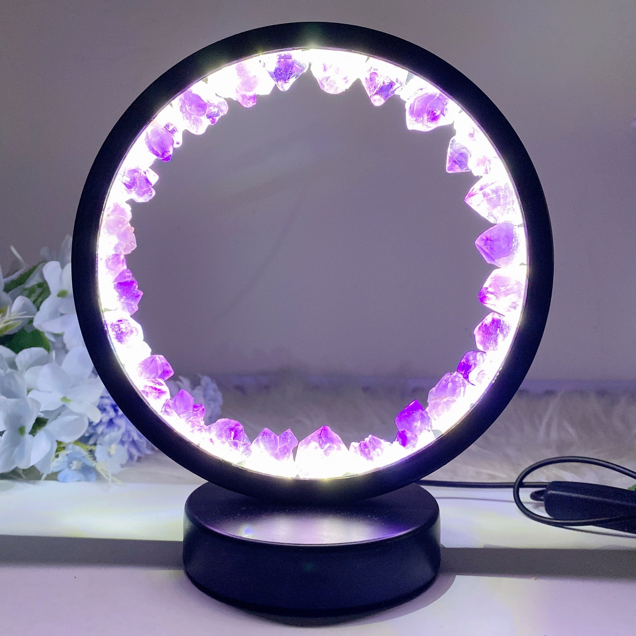 8-inch USB Crystal Cluster Lamp for Healing Energy Ambiance