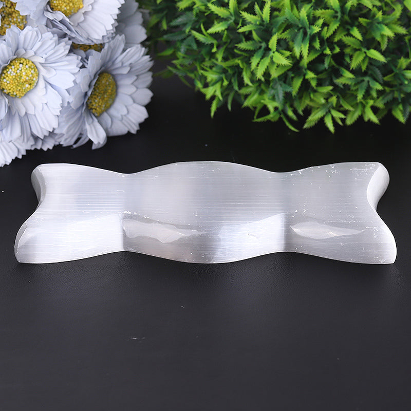 8" Polished Selenite Triple Bowl Décor for Meditation