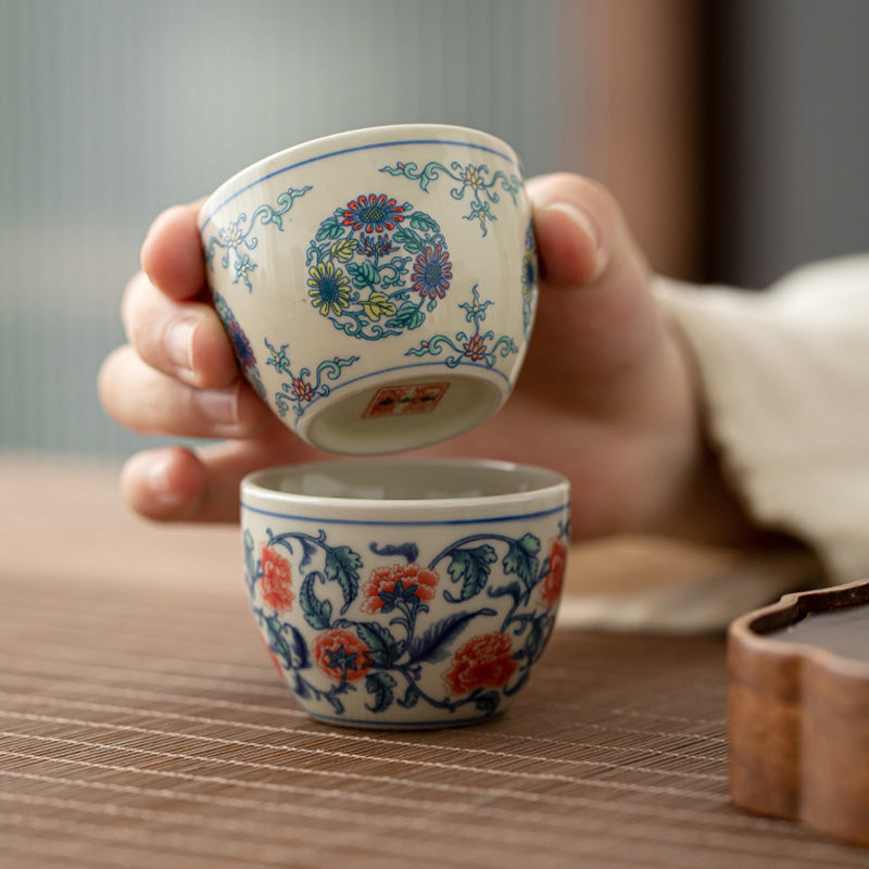 60ml Koi Fish Arowana Ceramic Teacup for Zen Decor