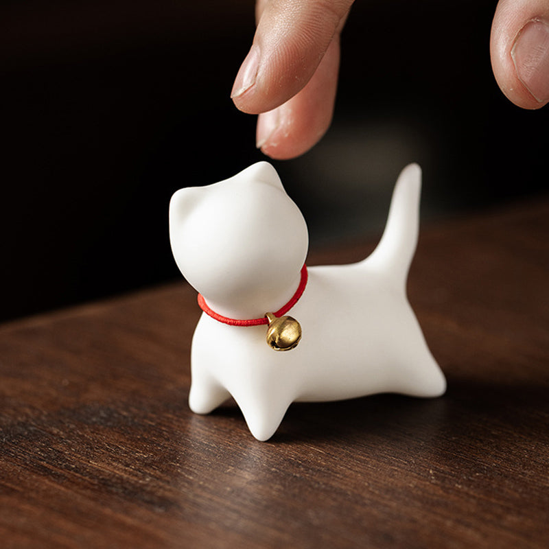 Mini Ceramic Cat Tea Pet | Sitting & Standing Figurine 5cm