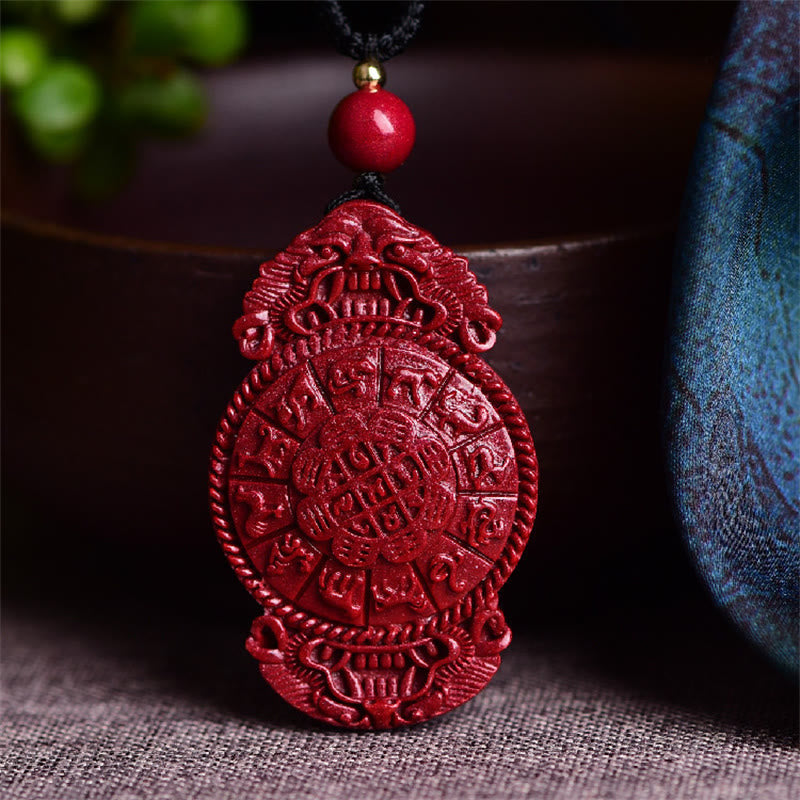 Cinnabar Buddha Necklace with Laughing Buddha & Yin Yang Pendant