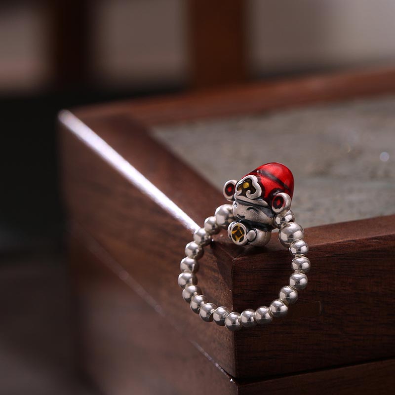 925 Sterling Silver God Of Wealth Protection Ring 53-54mm