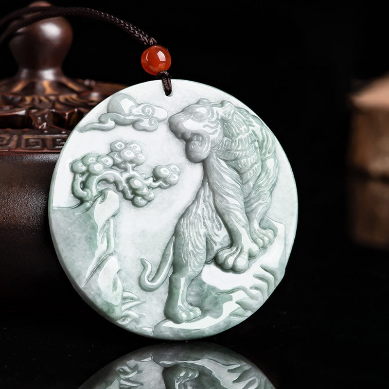 Jade Tiger Zodiac Necklace for Protection and Prosperity