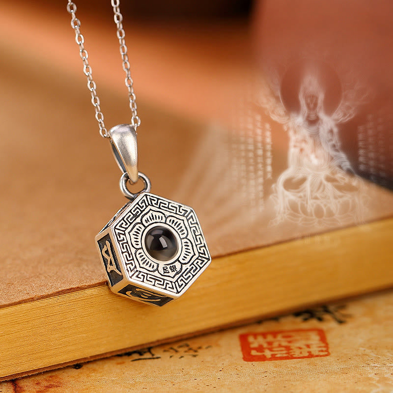 990 Sterling Silver Tibetan Om Mani Padme Hum Love Projection Necklace