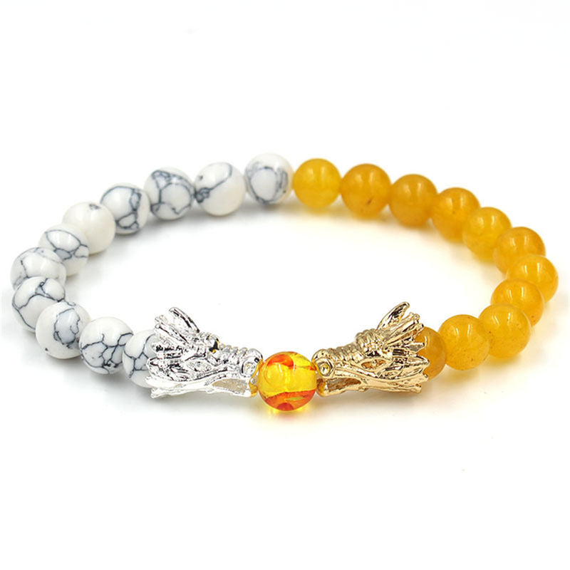 White Turquoise Lava Rock Dragon Blessing Bracelet