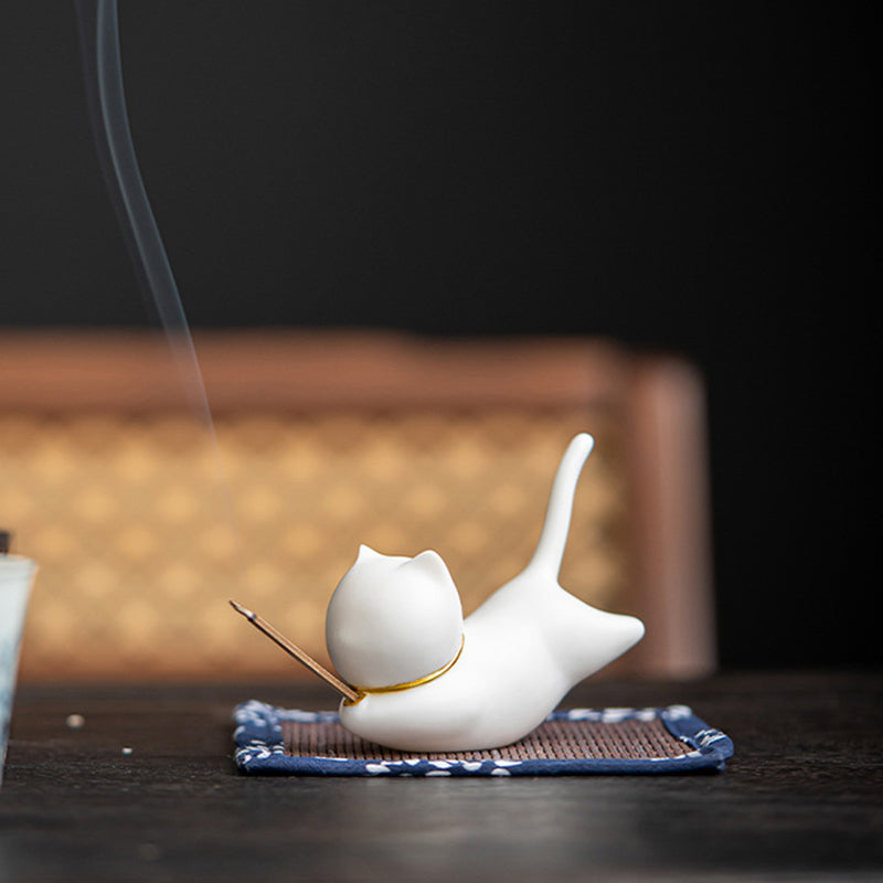 Ceramic Cat Panda Incense Burner | Blessing Decoration