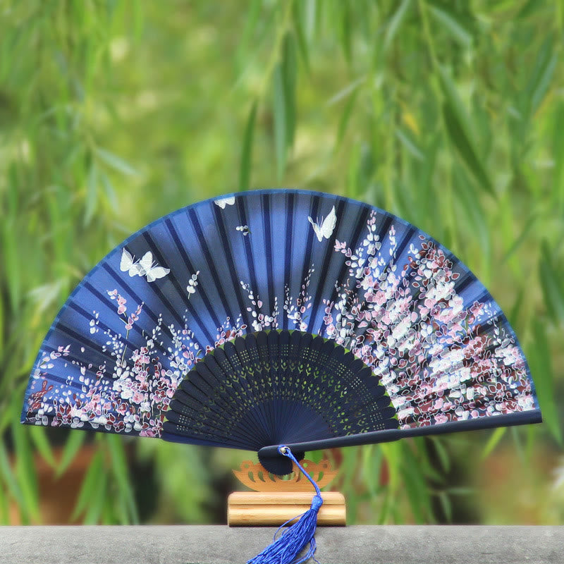 Butterfly Flowers Eco-Friendly Bamboo Handheld Fan