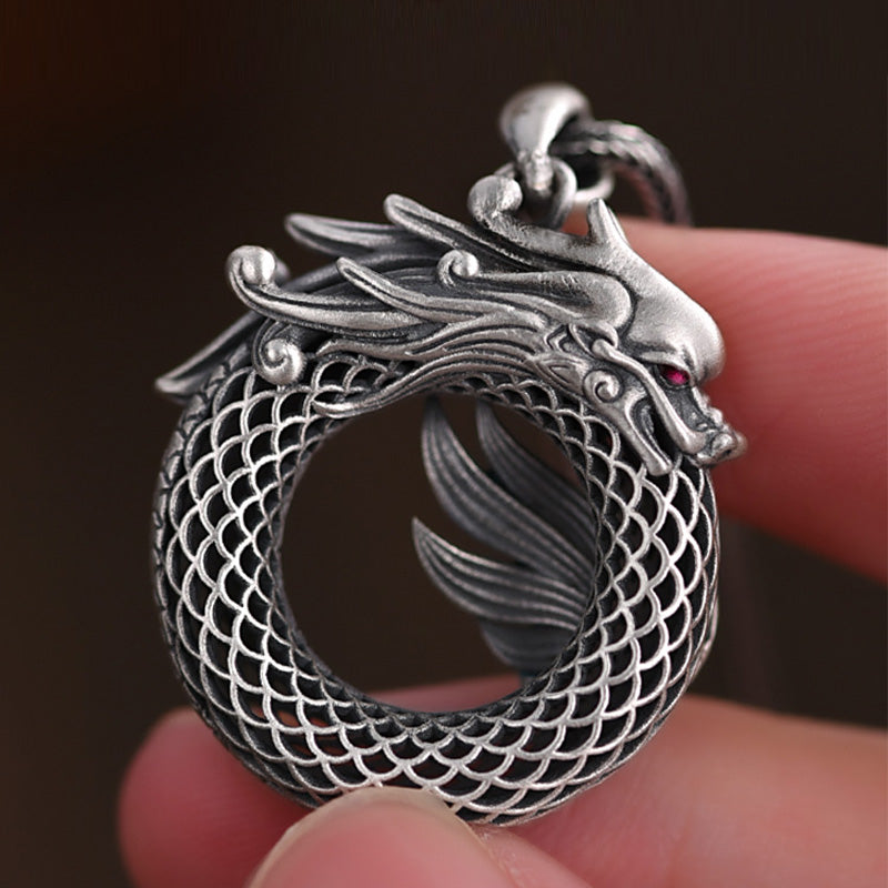 999 Sterling Silver Dragon Necklace 50cm | Auspicious Success