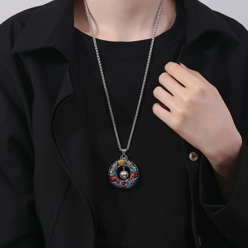 Copper Dragon Necklace | Double Dragons Protection Pendant