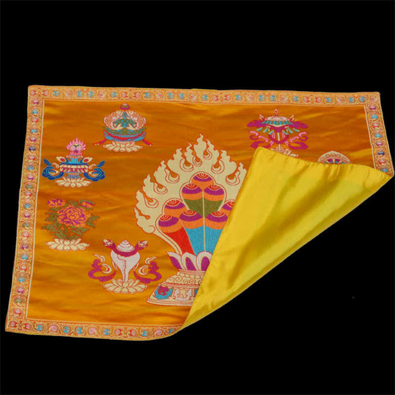 48cm x 68cm Prayer Altar Mat with 8 Auspicious Symbols for Healing Meditation