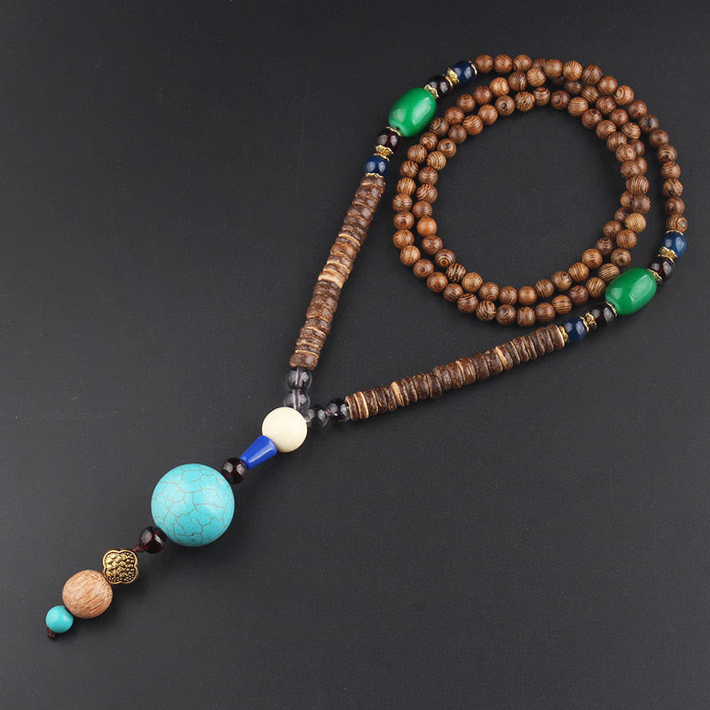 Wenge Wood & Agate Balance Necklace for Peace & Protection