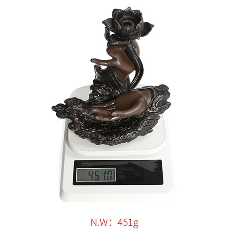 Lotus Buddha Hand Resin Backflow Incense Burner 17.9cm
