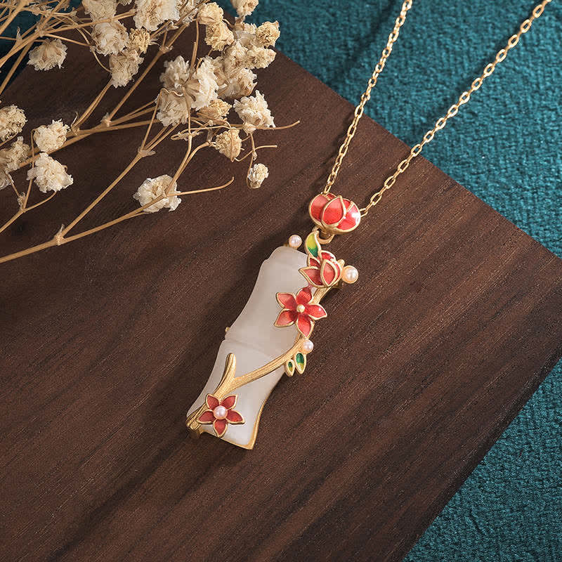 White Jade Lotus Pendant 45cm Protection Necklace