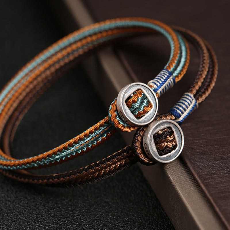 925 Sterling Silver Handmade Protection Weave String Bracelet