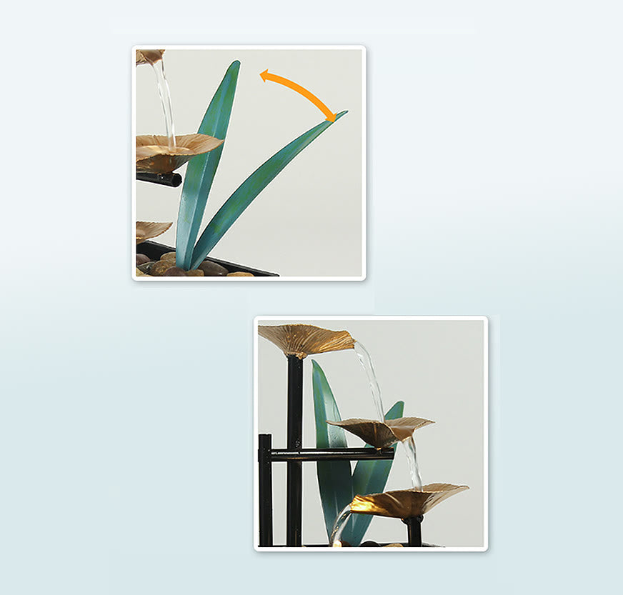 Three Layers Lotus Waterfall Fountain | Zen Tabletop Decor