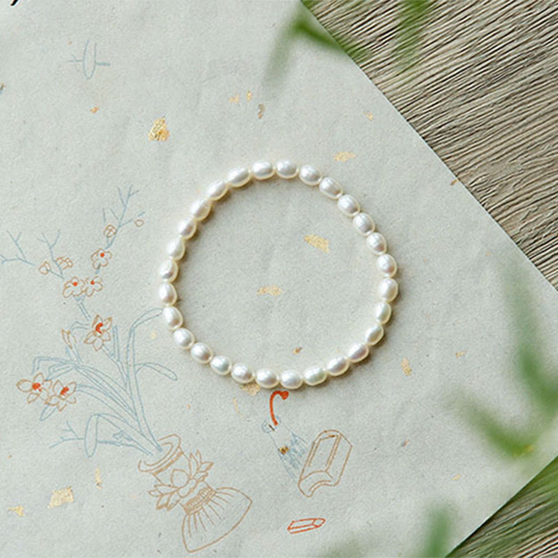 Natural Pearl Healing Beaded Bracelet 4-5mm for Optimism