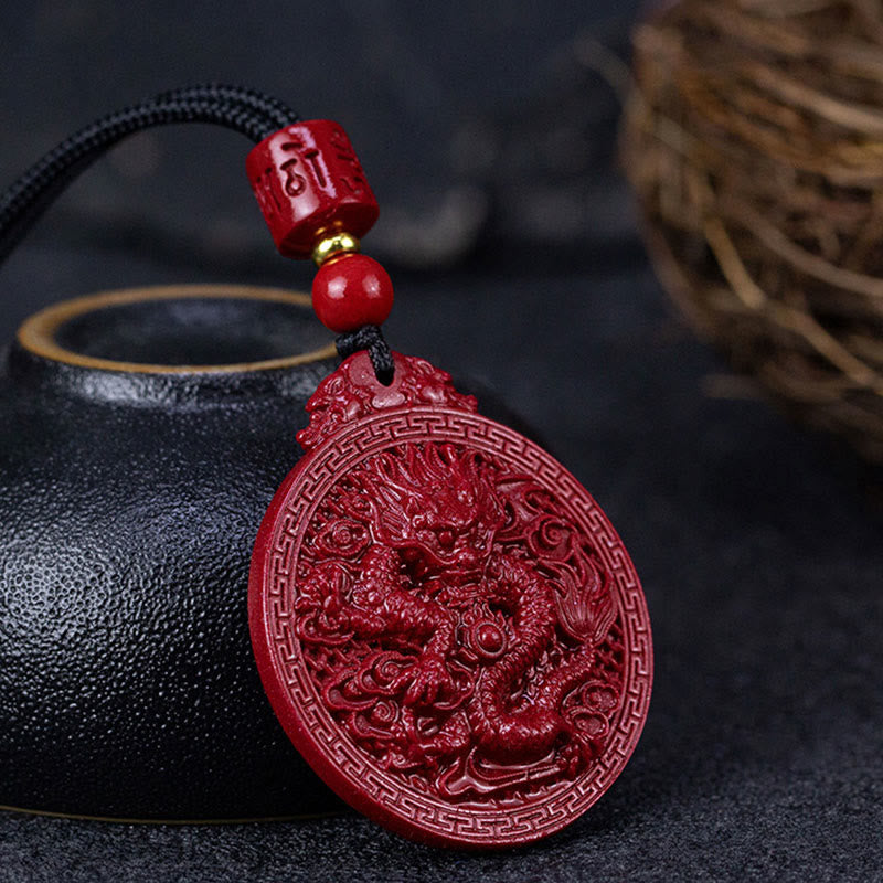 Year of the Dragon Cinnabar Protection Necklace Pendant