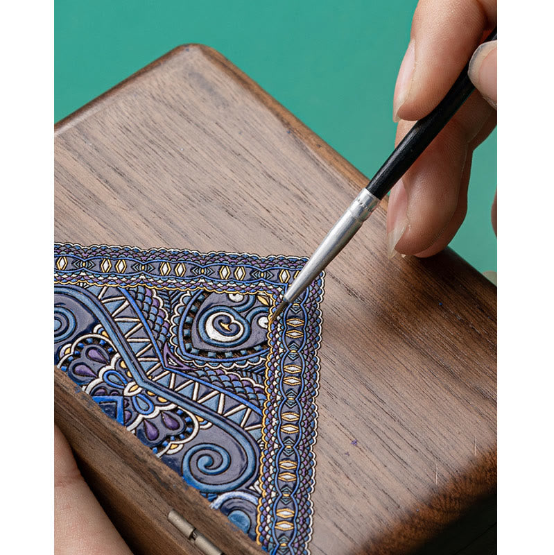 Black Walnut Wood Jewelry Storage Box with Mirror | Zen Decor